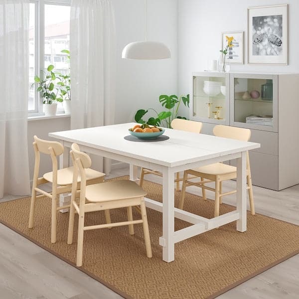 NORDVIKEN / RÖNNINGE - Table and 4 chairs, white/birch, 152/223x95 cm - best price from Maltashopper.com 89305168