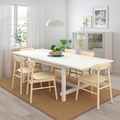 NORDVIKEN / RÖNNINGE - Table and 4 chairs, white/birch, 152/223x95 cm