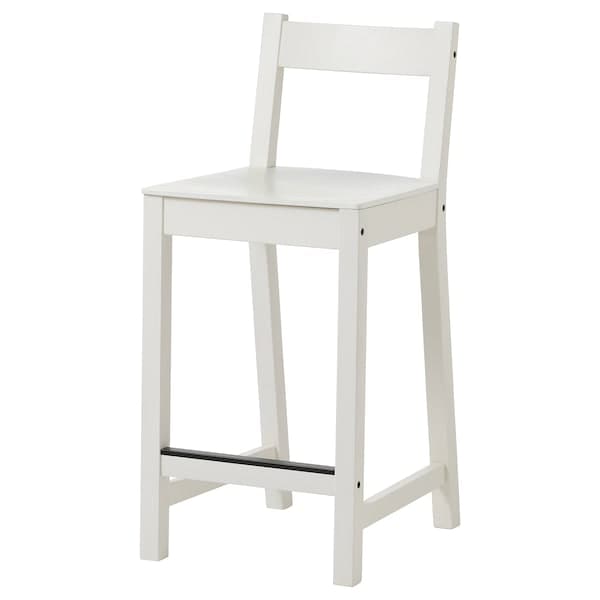 NORDVIKEN - Bar stool with backrest, white, 62 cm - best price from Maltashopper.com 60424690