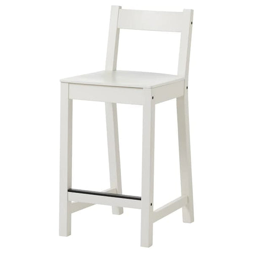 NORDVIKEN - Bar stool with backrest, white, 62 cm