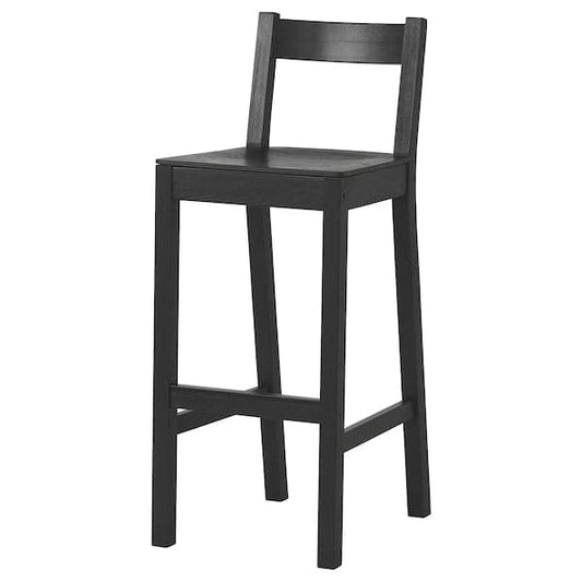 Ikea NORDVIKEN Bar stool with backrest - black 75 cm