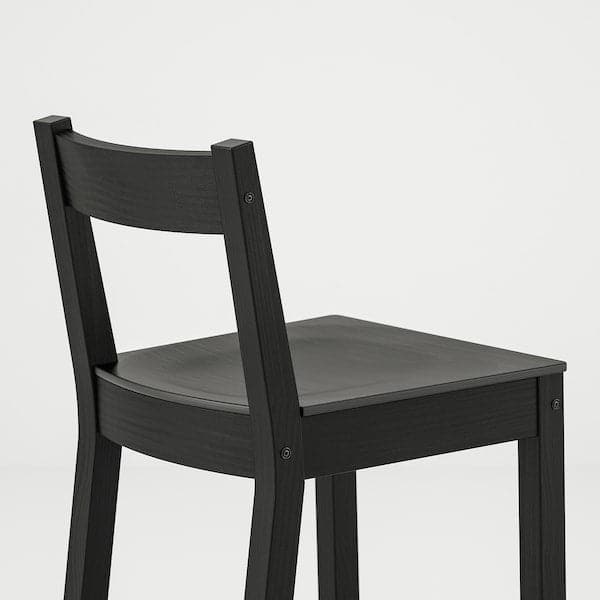 NORDVIKEN - Bar stool with backrest, black, 62 cm - best price from Maltashopper.com 00424693