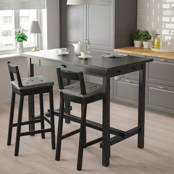 Ikea NORDVIKEN Bar stool with backrest - black 75 cm