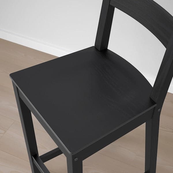 NORDVIKEN - Bar stool with backrest, black, 62 cm - best price from Maltashopper.com 00424693