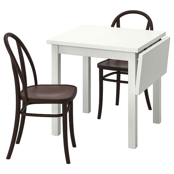 NORDVIKEN / SKOGSBO - Table and 2 chairs, white/dark brown, 74/104 cm - best price from Maltashopper.com 69528202