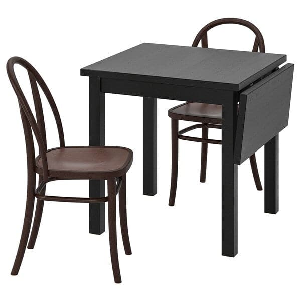 NORDVIKEN / SKOGSBO - Table and 2 chairs, black/dark brown, 74/104 cm - best price from Maltashopper.com 49528199