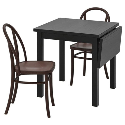 NORDVIKEN / SKOGSBO - Table and 2 chairs, black/dark brown, 74/104 cm
