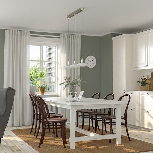 Ikea NORDVIKEN / SKOGSBO - Table and 6 chairs, white/dark brown, , 210/289 cm