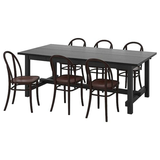 Ikea NORDVIKEN / SKOGSBO - Table and 6 chairs, black/dark brown, , 210/289 cm