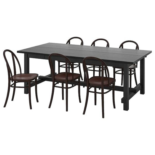 NORDVIKEN / SKOGSBO - Table and 6 chairs, black/dark brown, , 210/289 cm