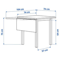 NORDVIKEN - Drop-leaf table, white, 74/104x74 cm - best price from Maltashopper.com 50368717