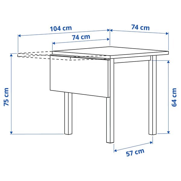 Ikea NORDVIKEN - Drop-leaf table, white, 74/104x74 cm
