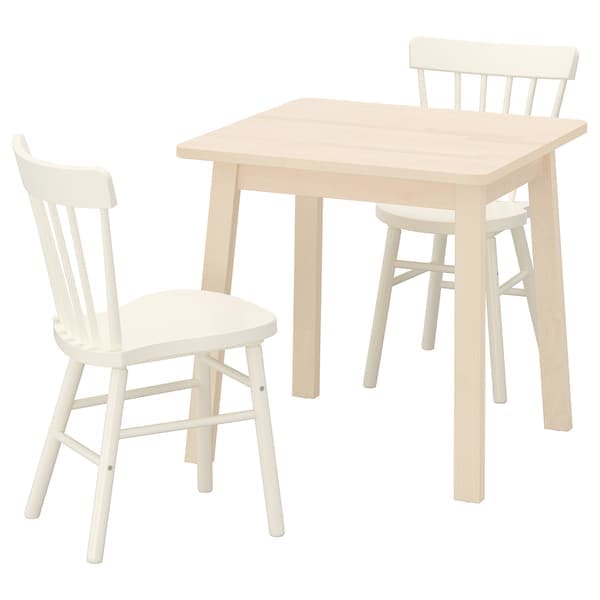 NORRÅKER / NORRARYD - Table and 2 chairs, birch/white, 74x74 cm - best price from Maltashopper.com 69297268