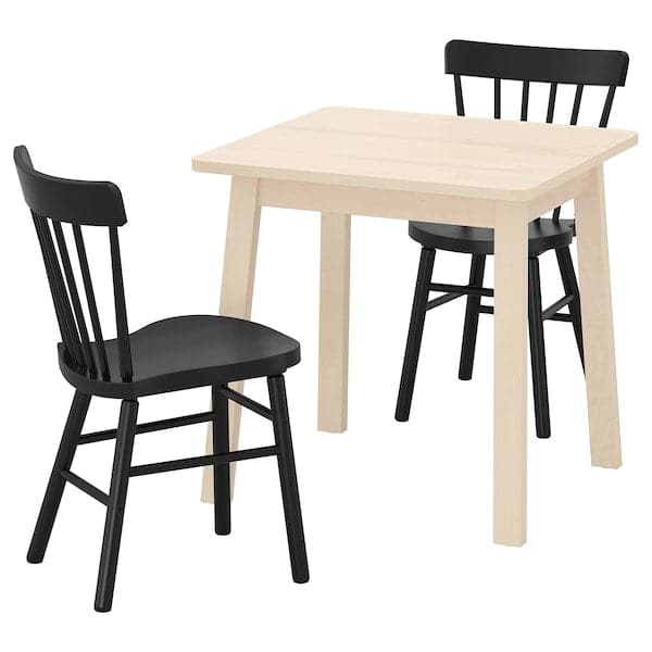 NORRÅKER / NORRARYD Table and 2 chairs - birch/black 74x74 cm , 74x74 cm - best price from Maltashopper.com 19297261