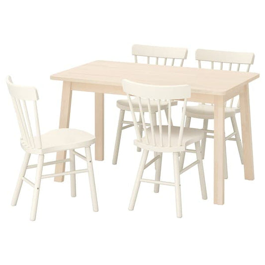 Ikea NORRÅKER / NORRARYD Table and 4 chairs - birch/white 125x74 cm , 125x74 cm