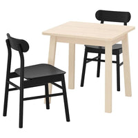 NORRÅKER / RÖNNINGE Table and 2 chairs - black birch 74x74 cm , - best price from Maltashopper.com 09297252