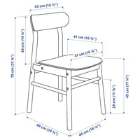 NORRÅKER / RÖNNINGE Table and 2 chairs - black birch 74x74 cm , - best price from Maltashopper.com 09297252