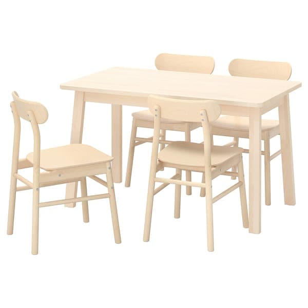NORRÅKER / RÖNNINGE Table and 4 chairs - birch/birch 125x74 cm , 125x74 cm - best price from Maltashopper.com 89297229