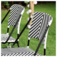 NORRMANSÖ / VASSHOLMEN - Table+6 chairs, outdoor, acacia/black white, 220x100 cm - best price from Maltashopper.com 09435215