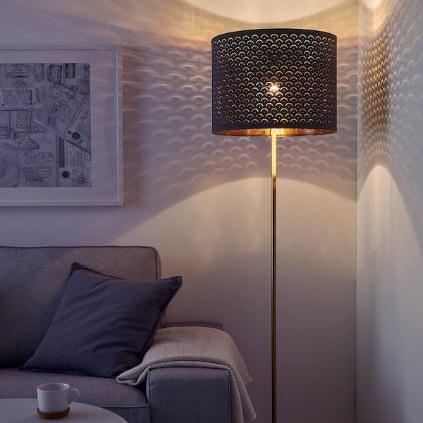 NYMÖ - Lamp shade, black/brass-colour, 44 cm - best price from Maltashopper.com 00377210