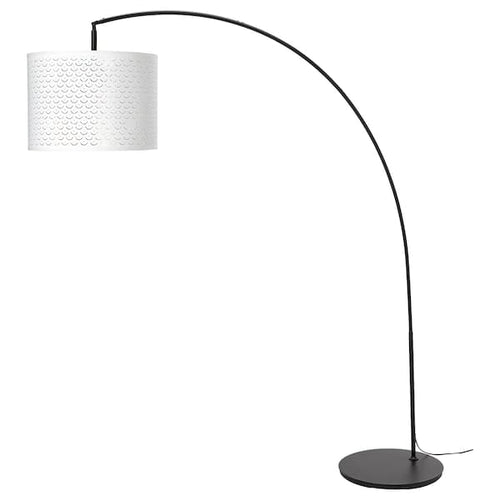 NYMÖ / SKAFTET Floor lamp, arched - white/brass