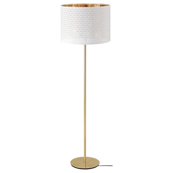 NYMÖ / SKAFTET Floor lamp - brass/brass white