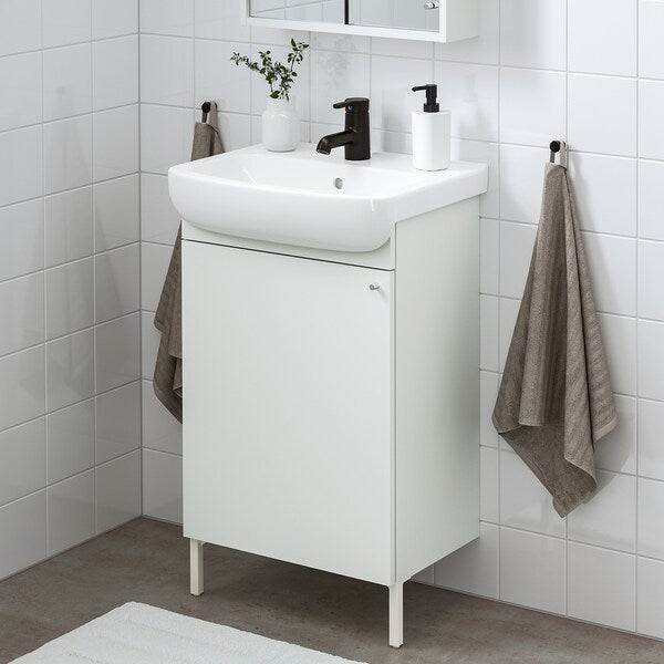 NYSJÖN / BJÖRKÅN - Washbasin/sink unit/mixer, white,54x40x98 cm - best price from Maltashopper.com 19546699
