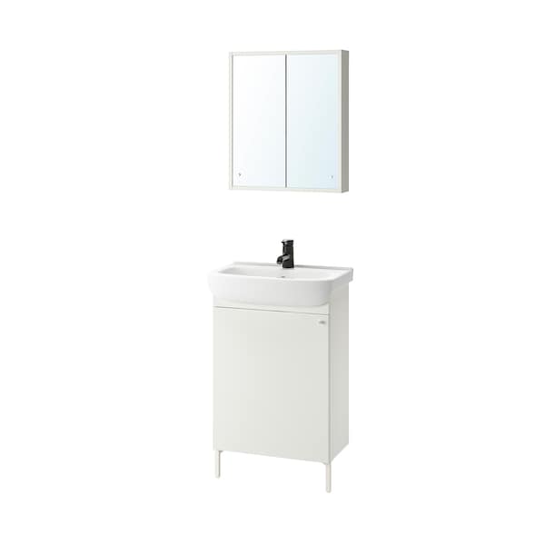 NYSJÖN / BJÖRKÅN - Bathroom furniture set, 5 pieces, white/Saljen blend, 54x40x98 cm - best price from Maltashopper.com 89415869