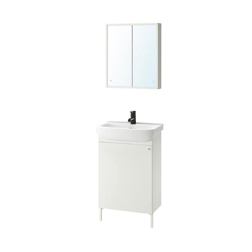 NYSJÖN / BJÖRKÅN - Bathroom furniture set, 5 pieces, white/Saljen blend, 54x40x98 cm