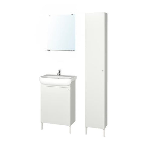 NYSJÖN / BJÖRKÅN Bathroom furniture set, 6 pieces - white/Miscel Pilkån 54x40x98 cm