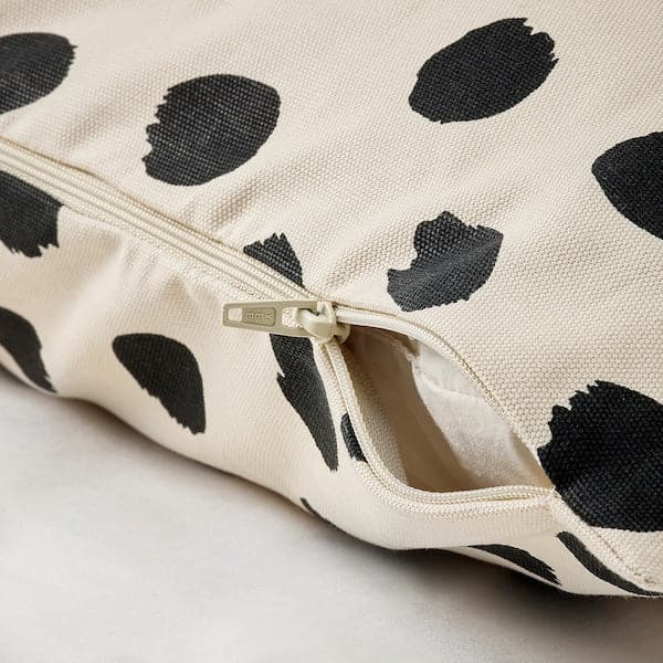 Ikea ODDNY - Cushion cover, off-white/dot pattern black, 50x50 cm