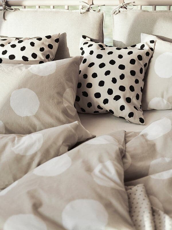 ODDNY - Cushion cover, off-white/dot pattern black, 50x50 cm - best price from Maltashopper.com 40523827