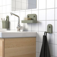 ÖBONÄS - Triple hook with suction cup, grey-green, 7x11 cm - best price from Maltashopper.com 60515586