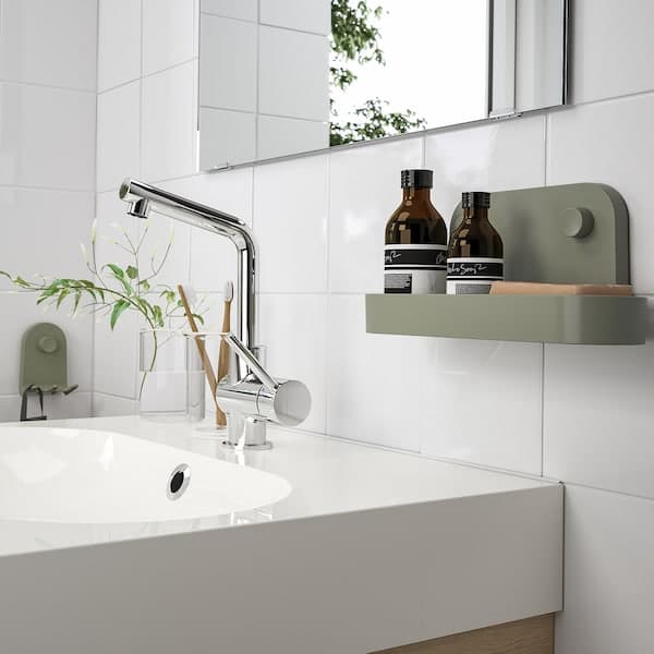 ÖBONÄS - Triple hook with suction cup, grey-green, 7x11 cm - best price from Maltashopper.com 60515586