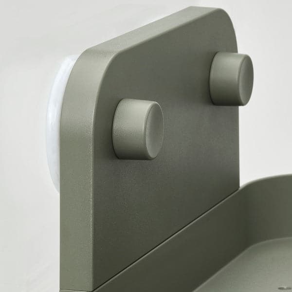 Ikea ÖBONÄS - Wall shelf with suction cup, grey-green, 28 cm