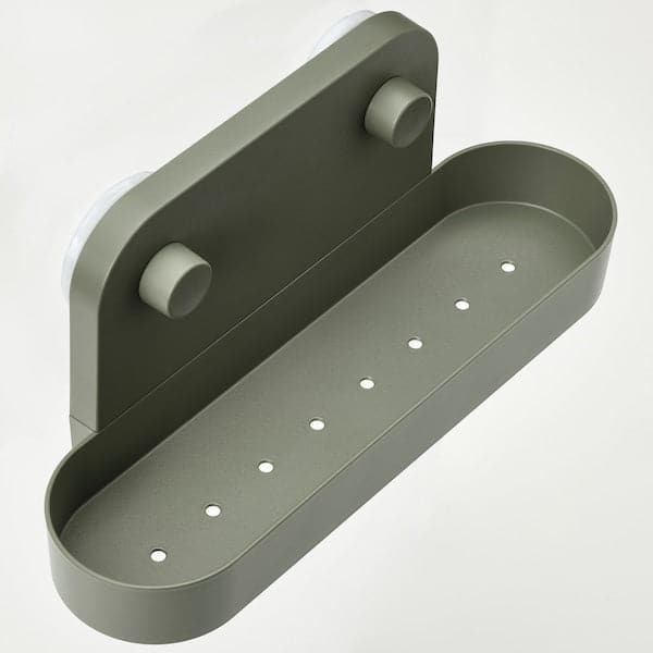 Ikea ÖBONÄS - Wall shelf with suction cup, grey-green, 28 cm