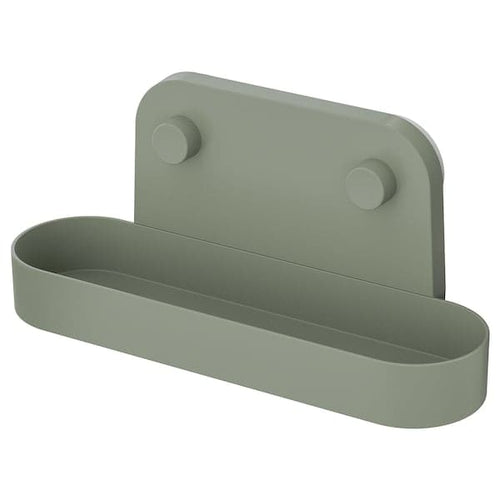ÖBONÄS wall shelf with suction cup, grey-green