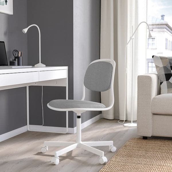 ÖRFJÄLL Swivel chair - white/Vissle light grey - best price from Maltashopper.com 49416012