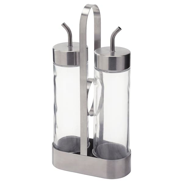 ÖRTFYLLD - 3-piece oil/vinegar set, glass/stainless steel - best price from Maltashopper.com 40391351