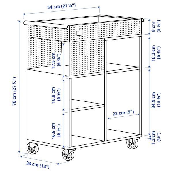 Ikea ÖVNING - Trolley, white/grey-green, 54x33 cm