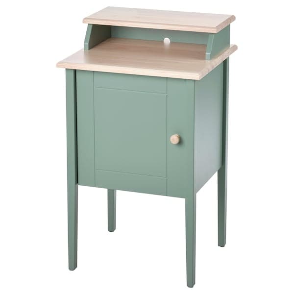 OLDERDALEN - Bedside table, grey-green/pine, 47x43 cm