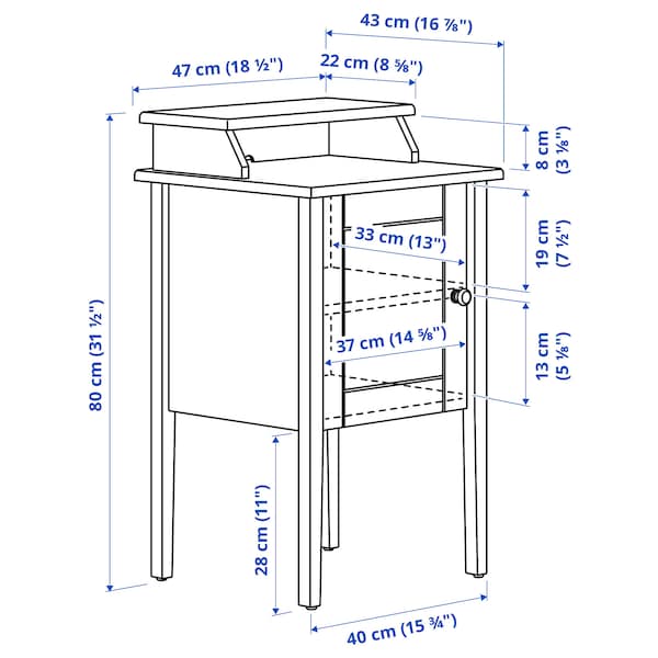 OLDERDALEN - Bedside table, grey-green/pine, 47x43 cm - Premium Hardware Accessories from Ikea - Just €142.99! Shop now at Maltashopper.com