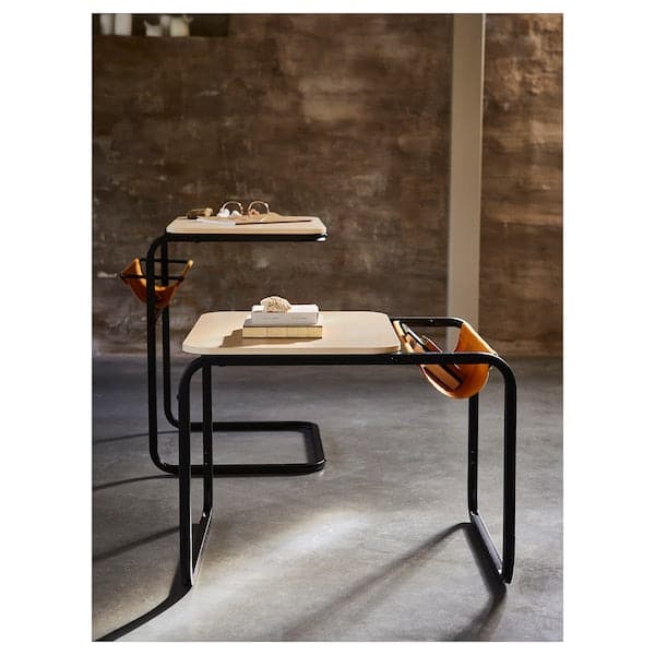 OLSERÖD - Side table, anthracite/birch effect dark yellow, 53x50 cm - best price from Maltashopper.com 20525356