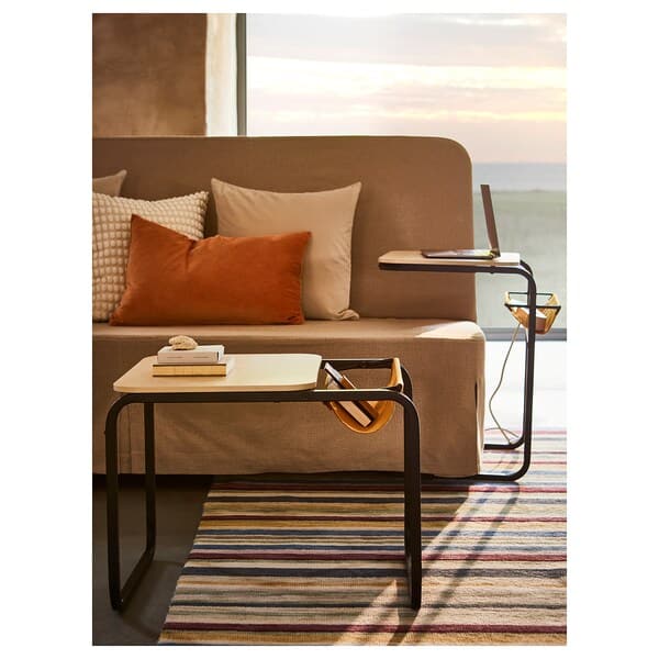 OLSERÖD - Side table, anthracite/birch effect dark yellow, 53x50 cm - best price from Maltashopper.com 20525356