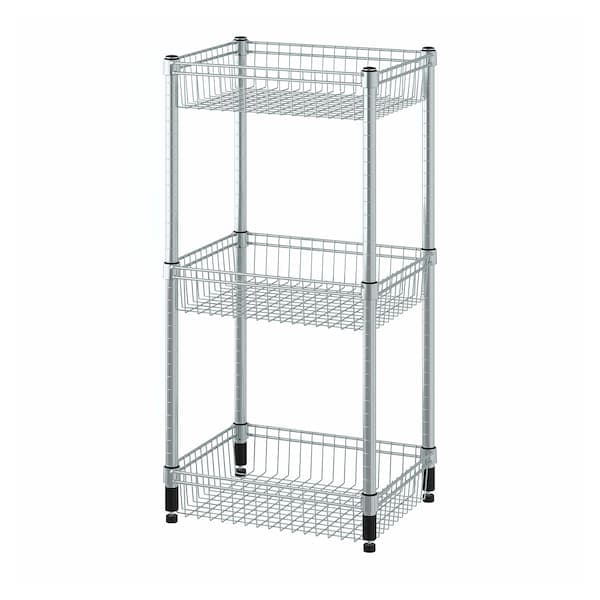 OMAR - Shelf with 3 baskets, galvanised, 46x36x94 cm