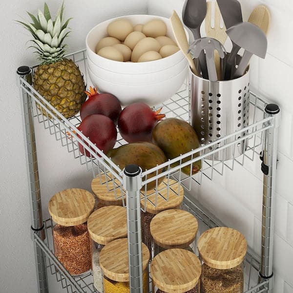 OMAR - Shelf with 3 baskets, galvanised, 46x36x94 cm - best price from Maltashopper.com 10483074
