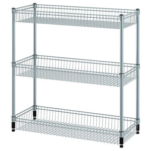 OMAR - Shelving unit with 3 baskets, galvanised, 92x36x94 cm - best price from Maltashopper.com 80483075