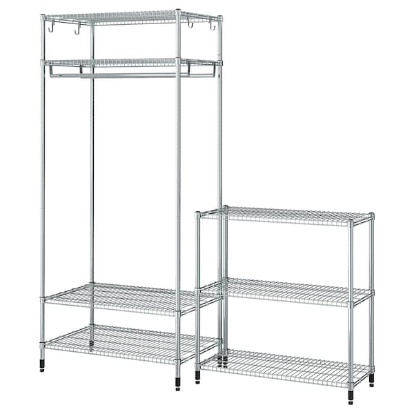 OMAR - Shelving unit with clothes rail, with 1 shelf/galvanised, 186x50x201 cm - best price from Maltashopper.com 99487691