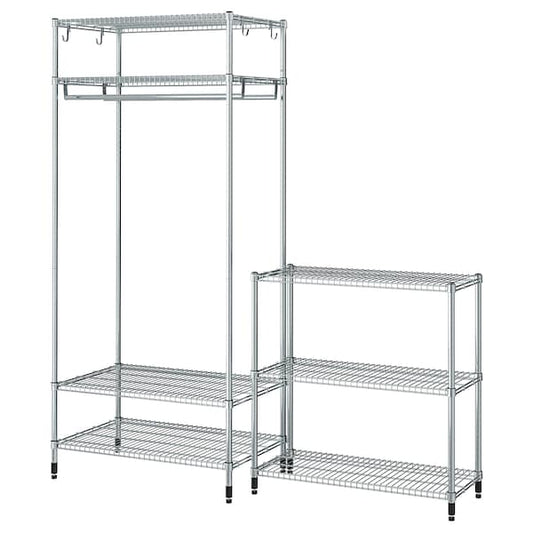 OMAR - Shelving unit with clothes rail, with 1 shelf/galvanised, 186x50x201 cm - best price from Maltashopper.com 99487691