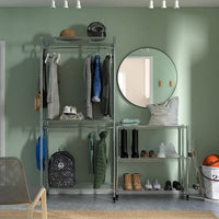 OMAR - Shelving unit with clothes rail, with 1 shelf/galvanised, 186x50x201 cm - best price from Maltashopper.com 99487691
